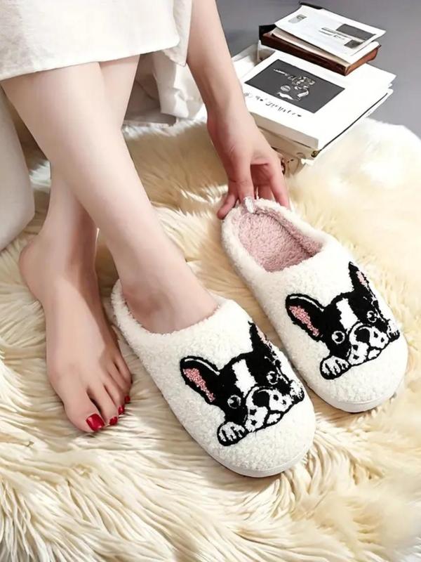 Women's Halloween Themed Ghost Pattern Fluffy Slippers for Gift, Thick Sole Plush House Slippers for Women, Casual Soft Comfortable Home Slippers, Warm Shoe for Indoor & Outdoor Use for Fall & Winter, Birthday Gifts