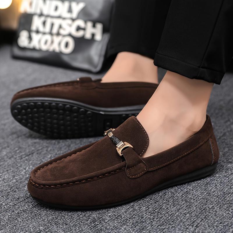 Men's Solid Color Casual Penny Loafers, Outdoor Walking Driving Breathable Lightweight Slip-on Shoes, Men's Office Daily Footwear