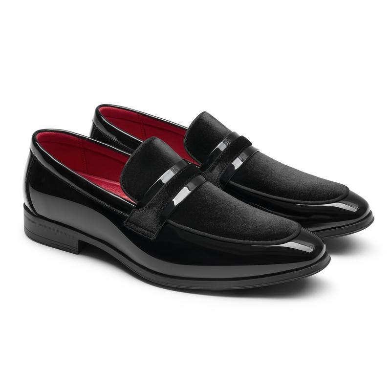 Bruno Marc Men's Tuxedo Patent Loafers Classic Velvet Slip-on Dress Shoes