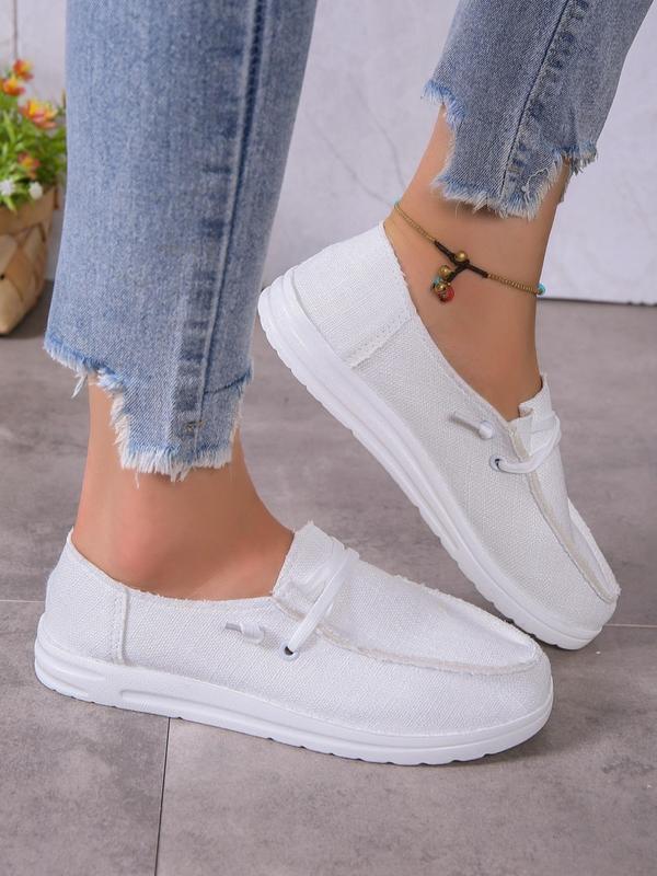 Women's Fashionable Adjustable Lace Up Design Flat Shoes, Casual Comfortable Breathable Slip on Shoes, Female All-match Round Toe Shoes for Daily Wear