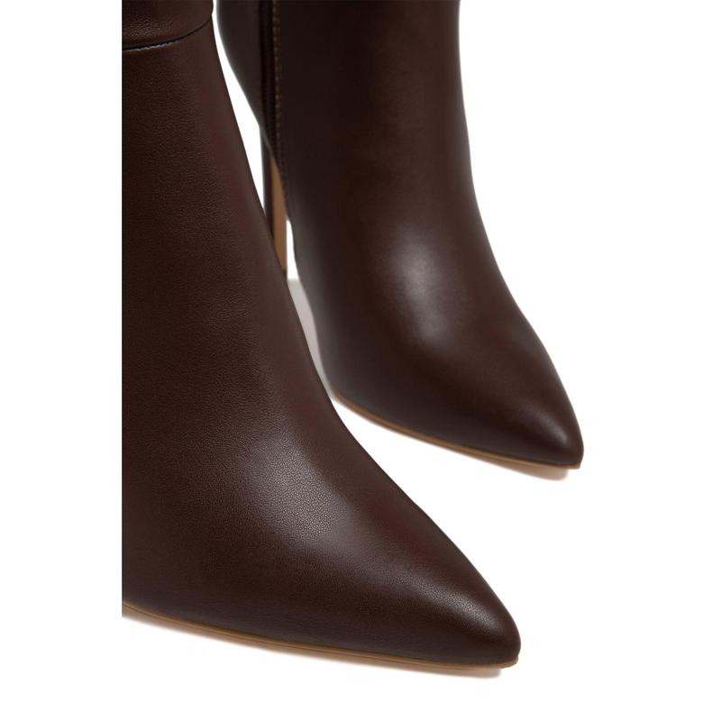 Tyrah Up To The Knee Heel Boots - Mocha