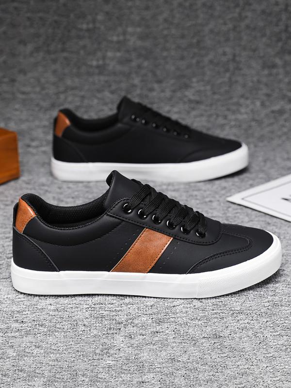 Men's Colorblock Lace Up Low Top Sneakers, Casual Comfortable Breathable Skate Shoes, Fashionable Designer Sneakers for Daily Wear