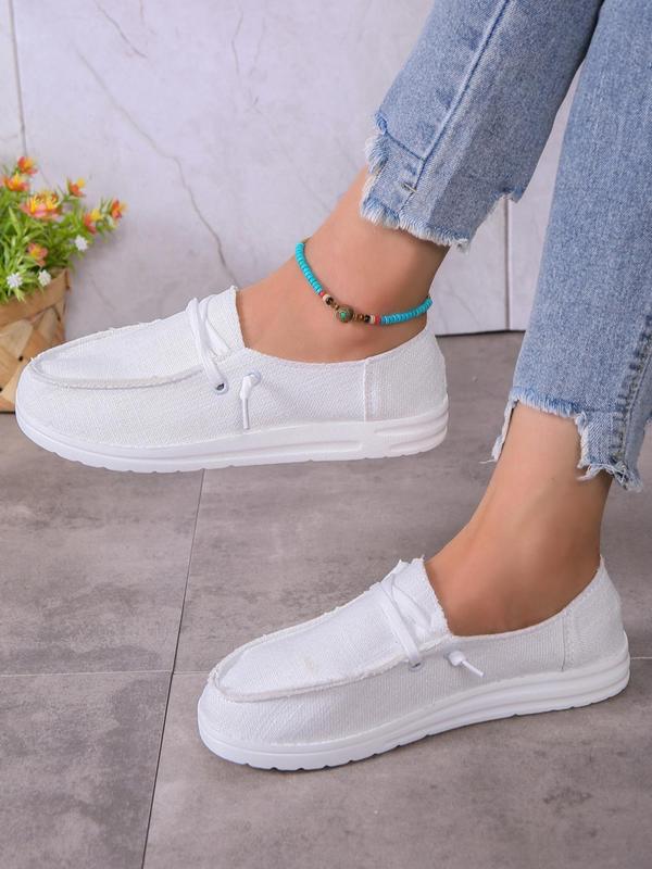 Women's Fashionable Adjustable Lace Up Design Flat Shoes, Casual Comfortable Breathable Slip on Shoes, Female All-match Round Toe Shoes for Daily Wear