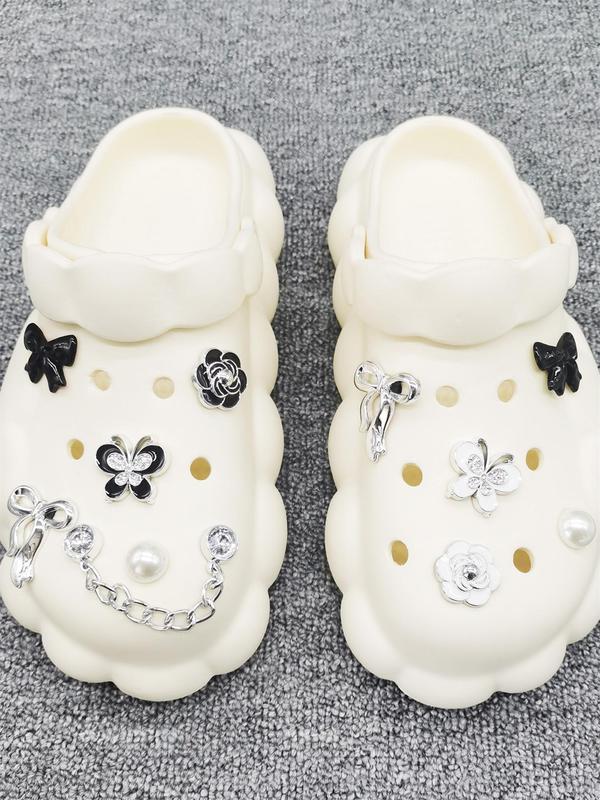 Cute Bow & Flower Design Rhinestone Decorated Shoe Charms, Fashionable Shoes Decorations for Women & Girls, Shoes Accessories for Clogs