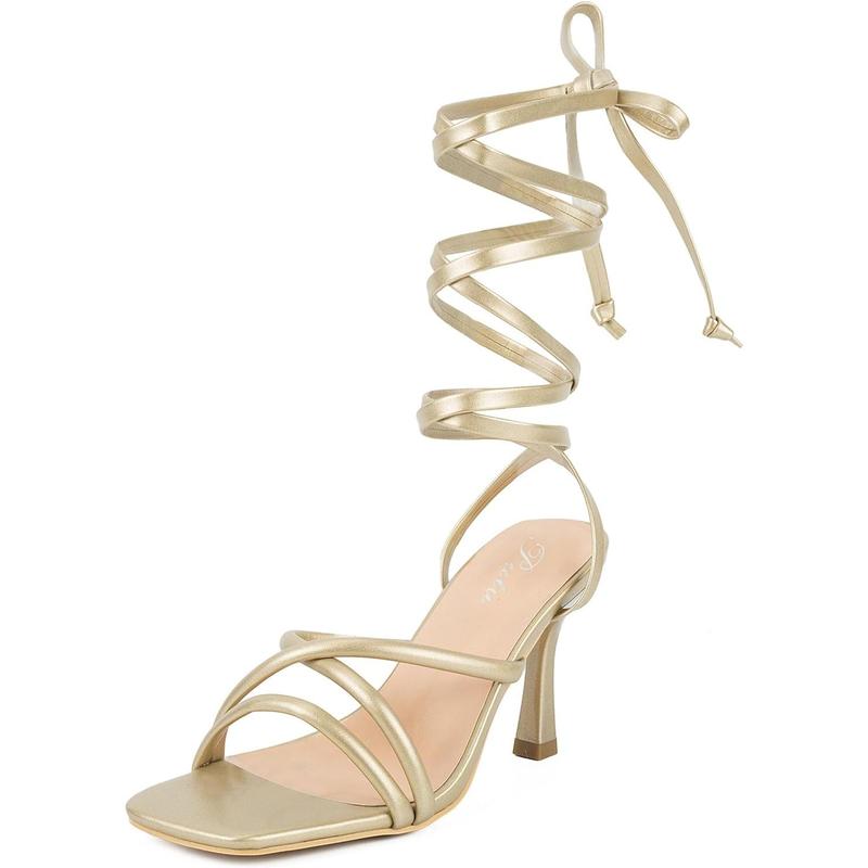 Women's Sexy Tie up Strappy Heeled Sandals for Wedding,Prom,Party,Tie up Stiletto Heels