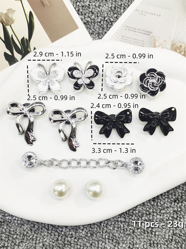 Cute Bow & Flower Design Rhinestone Decorated Shoe Charms, Fashionable Shoes Decorations for Women & Girls, Shoes Accessories for Clogs