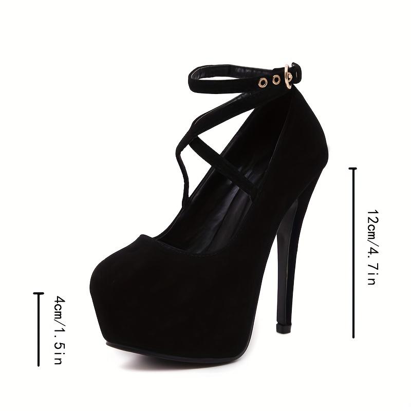 Women's Patterned Platform Shoes, Slip-on Ankle Strap Buckle Stiletto Heels, Sexy Party Dance Shoe