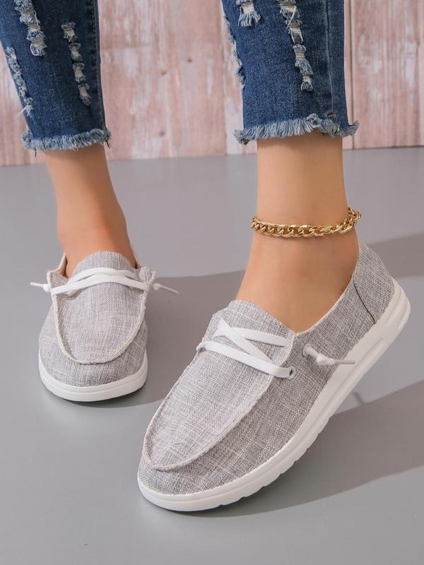 Women's Fashionable Adjustable Lace Up Design Flat Shoes, Casual Comfortable Breathable Slip on Shoes, Female All-match Round Toe Shoes for Daily Wear