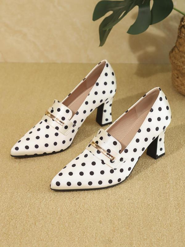 Women's Fashionable Polka Dot Pattern Pointed Toe High Heel Shoes, Elegant Slip on Shoes for Party, Daily Clothing Decor for Women & Girls