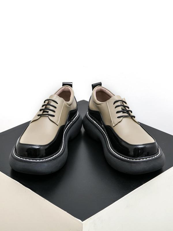 Men's Business Style Solid Color Lace Up Dress Shoes, Fashionable Oxford Flat Shoesfor Work Office, Male All-match Shoes for Daily Wear