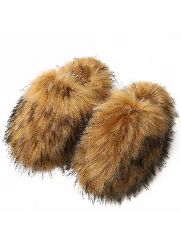 Women's Solid Color Fluffy Slippers, 2024 New Style Casual Soft Comfortable Home Slippers, Warm Slippers for Indoor & Outdoor Use for Fall & Winter