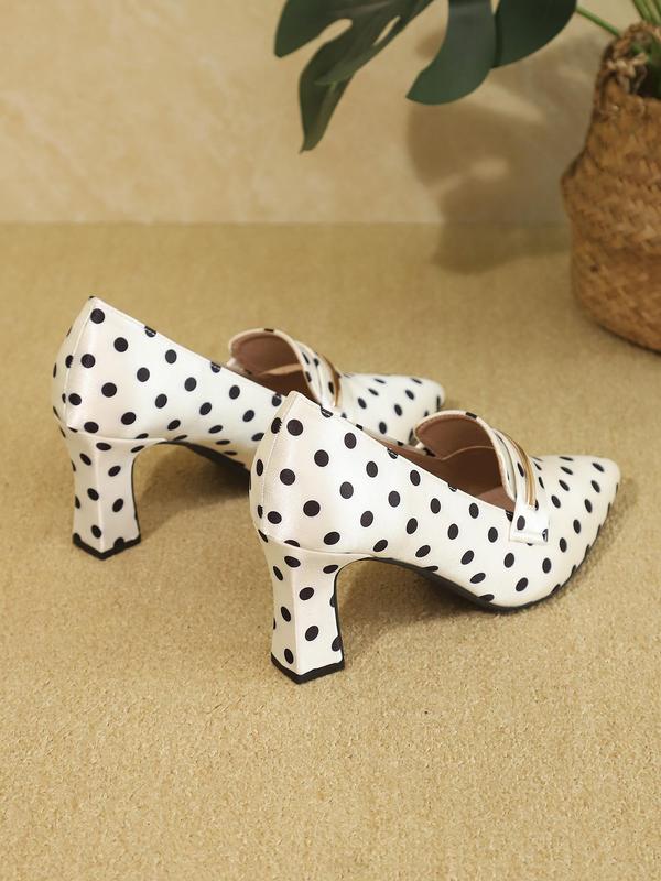 Women's Fashionable Polka Dot Pattern Pointed Toe High Heel Shoes, Elegant Slip on Shoes for Party, Daily Clothing Decor for Women & Girls