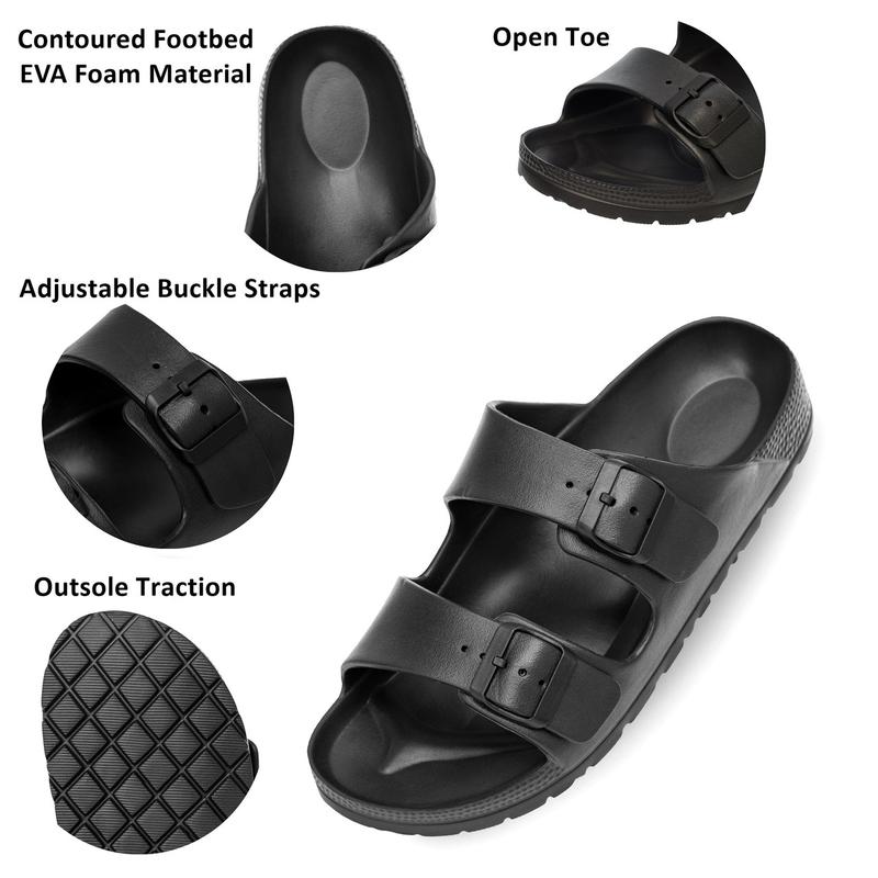 Alpine Swiss Mens Double Strap Slide Sandals EVA Flat Casual Comfortable Shoes