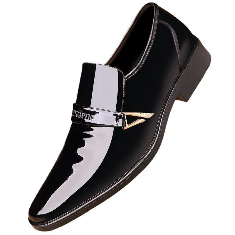 New Men's Leather Shoes Stylish Casual Shoes Shiny Patent Leather Business Men's Shoes