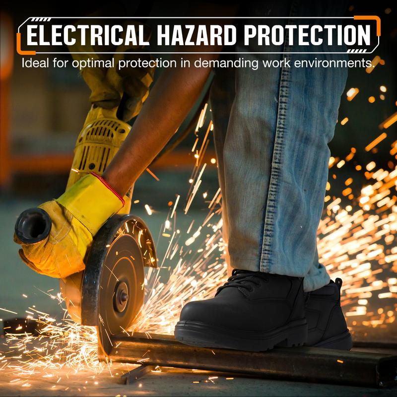 Men's Steel Toe Waterproof Work Boots - Oil & Slip Resistant, Puncture Proof Safety Footwear with EH Protection - Comfortable Industrial and Warehouse Boots for Men