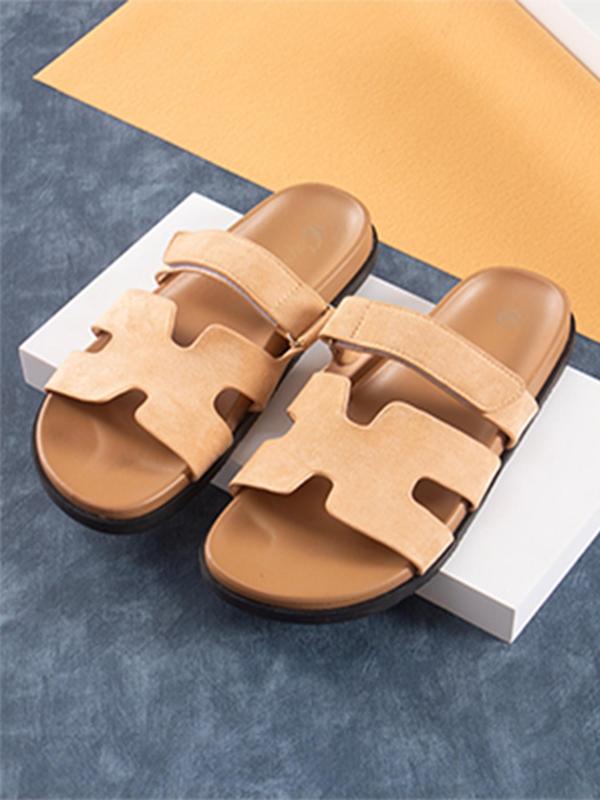 Women's Fashionable Hollow Out Design Slip on Sandals, Casual Velcro Design Soft Sole Sandals for Beach, All-match Commuter Shoes for Work & Daily Wear