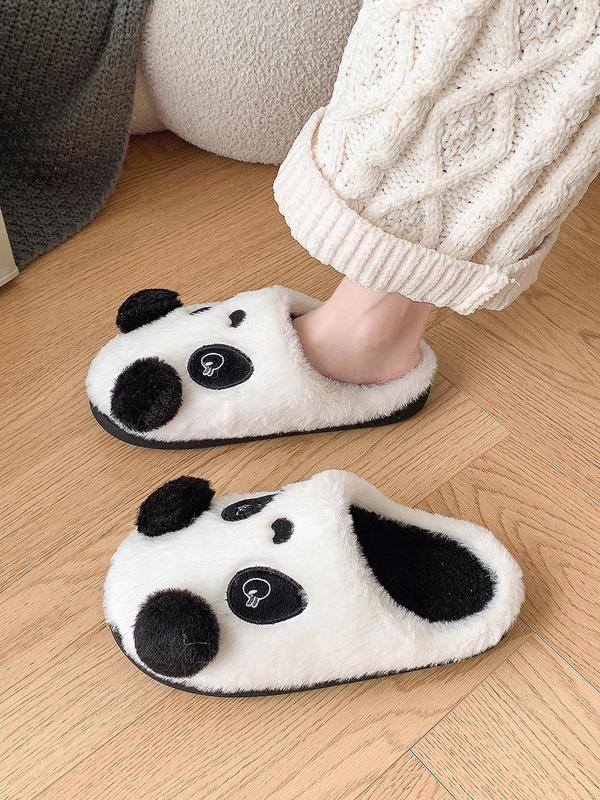 Women's Cute Panda Design Plush Slippers, Casual Soft Comfortable Home Slippers, Warm Slippers for Indoor & Outdoor Use for Fall & Winter