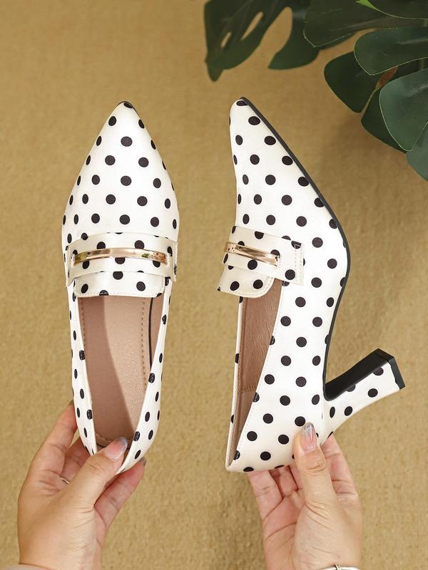 Women's Fashionable Polka Dot Pattern Pointed Toe High Heel Shoes, Elegant Slip on Shoes for Party, Daily Clothing Decor for Women & Girls