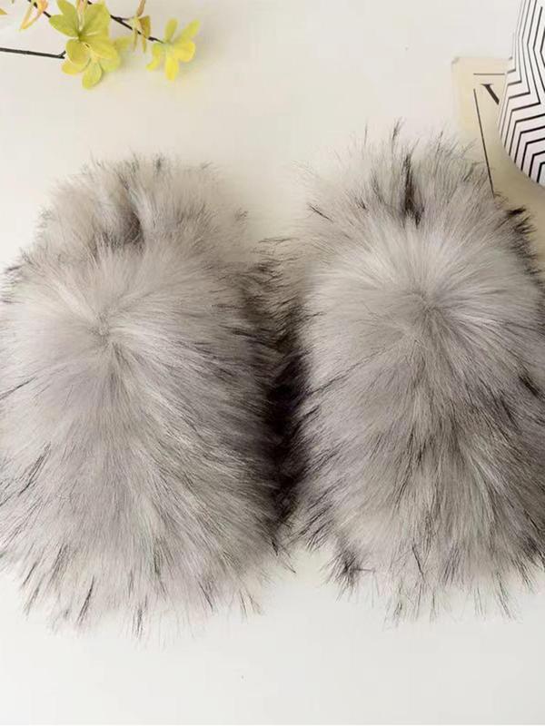 Women's Solid Color Fluffy Slippers, 2024 New Style Casual Soft Comfortable Home Slippers, Warm Slippers for Indoor & Outdoor Use for Fall & Winter