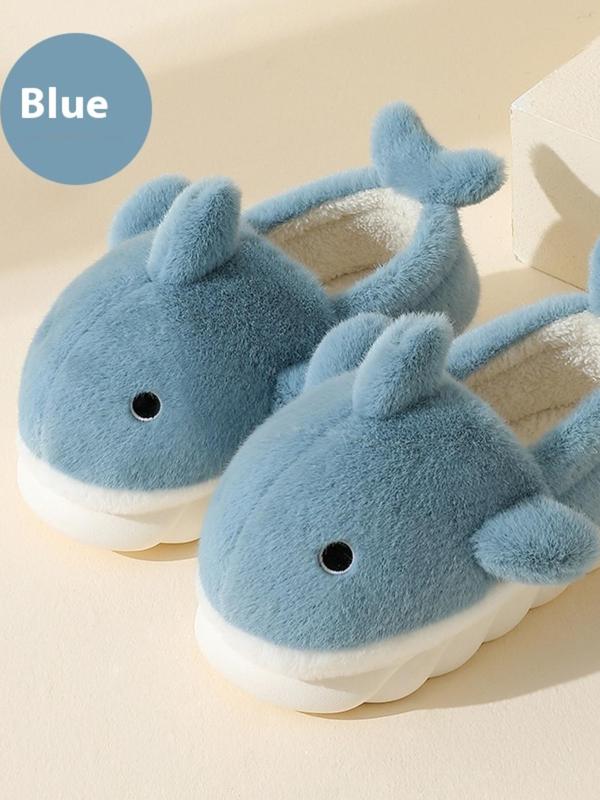 Women's Cute Cartoon Dolphin Design Plush Slippers, Casual Soft Comfortable Home Slippers, Thick Sole House Shoes, Warm Slippers for Indoor & Outdoor Use for Winter