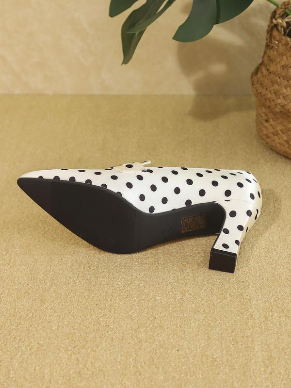 Women's Fashionable Polka Dot Pattern Pointed Toe High Heel Shoes, Elegant Slip on Shoes for Party, Daily Clothing Decor for Women & Girls