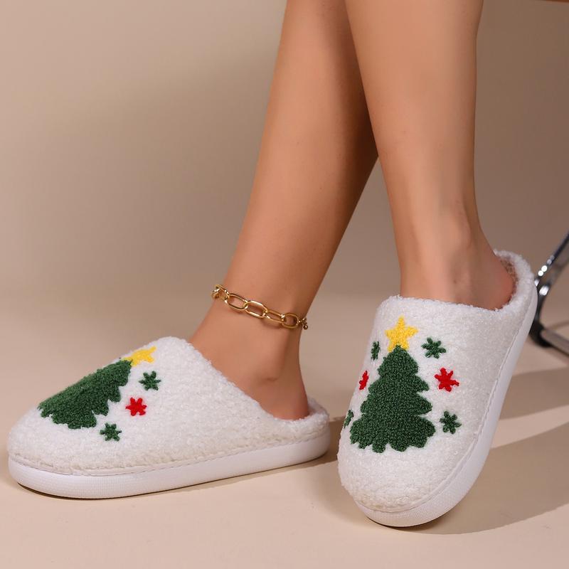 Cozy Womens Plush Tree Christmas Slippers - Soft, Warm, Slip-Resistant, and Comfortable - Perfect for Indoor Wear During Holiday Season