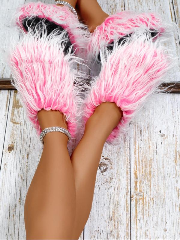 Women's Fluffy Trim Design Slippers, Casual Soft Comfortable Home Slippers, Warm Slippers for Indoor & Outdoor Use for Fall & Winter