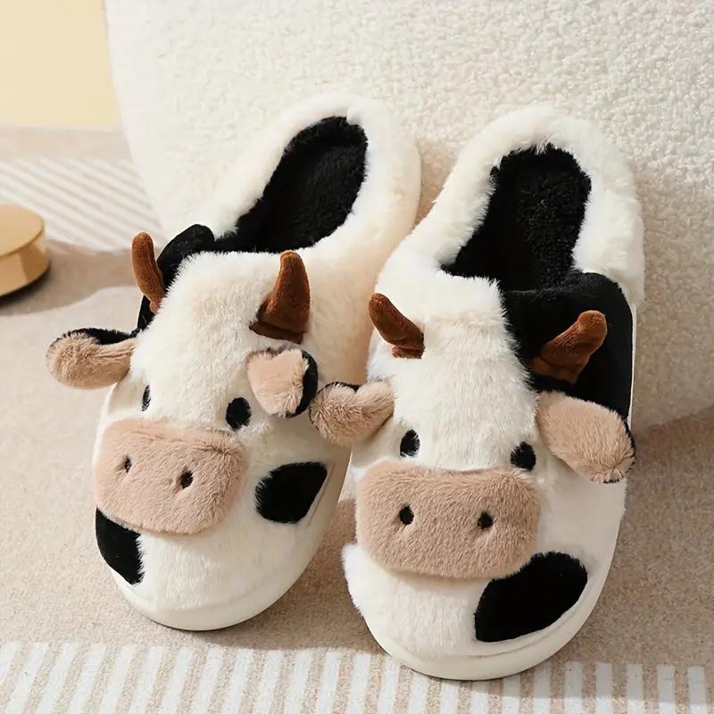 Women's cotton slippers, men's comfortable and warm closed toe non slip shoes, cute cartoon puppy plush cotton slippers for indoor bedrooms in winter