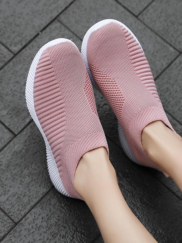 Women's Solid Color Slip on Sock Sneakers, Casual Comfortable Breathable Lightweight Sports Running Shoes, All-match Basic Shoes for Daily Wear