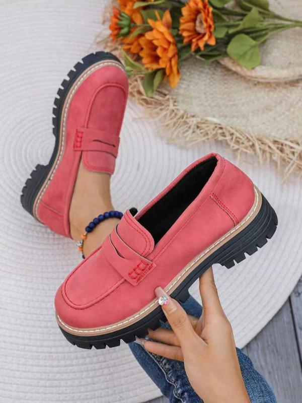 Women's Fashionable Solid Color Loafers, Casual Comfortable Chain Decorated Slip on Casual Shoes for Daily Wear, Lightweight Breathable Comfortable Shoes for Women & Girls, Footwear for Women