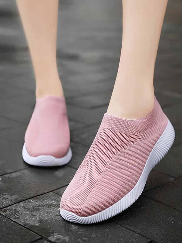 Women's Solid Color Slip on Sock Sneakers, Casual Comfortable Breathable Lightweight Sports Running Shoes, All-match Basic Shoes for Daily Wear