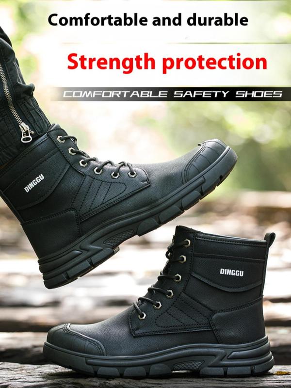 Men's Anti-smash & Anti-puncture Work Safety Boots, Boots for Men, Boots for Fall 2024, Comfort Construction Shoes for Men, Sporty High Top Safety Shoes, Fashion Anti-slip Shoes for Work & Daily