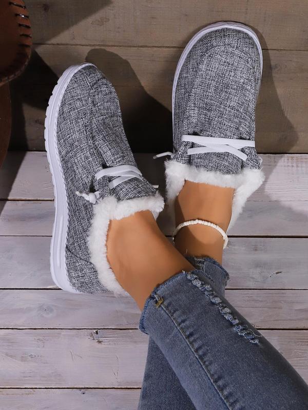 Women's Fluffy Suede Texture Warm Fur Lined Shoes, Fashion Warm Comfortable Slip-on Shoes for Fall & Winter, Casual Comfortable Outdoor Walking Shoes for Women and Girls, Footwear