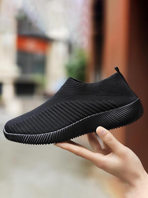 Women's Solid Color Slip on Sock Sneakers, Casual Comfortable Breathable Lightweight Sports Running Shoes, All-match Basic Shoes for Daily Wear