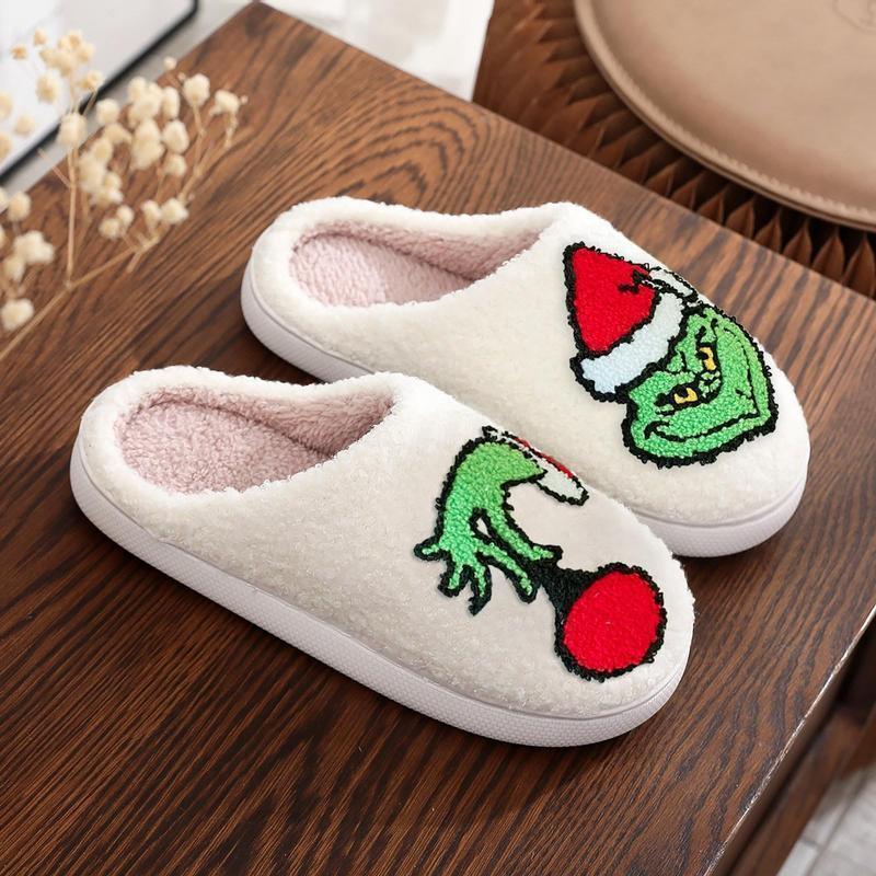 Grin Face Xmas Christmas Warm Slippers Christmas Tree Cotton Slippers Indoor Soft Soles Non-slip Indoor Floor Mute Cotton Slippers