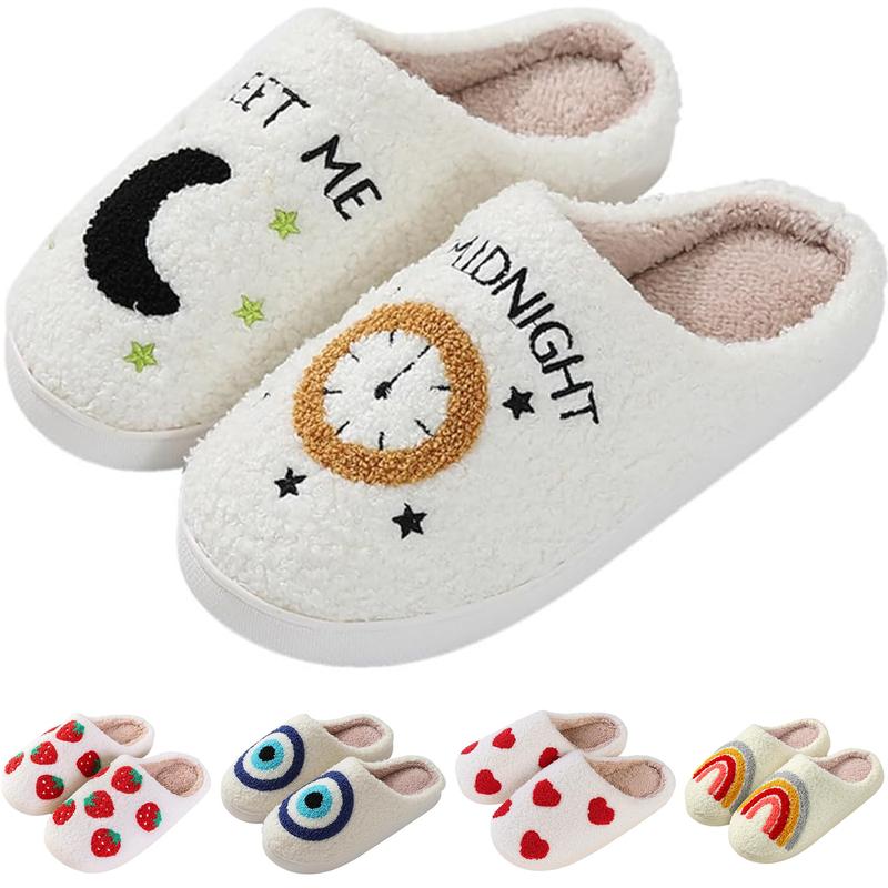 Men's Women's Evil Eyes Slippers Winter Fuzzy Memory Foam Fluffy Warm House Shoes