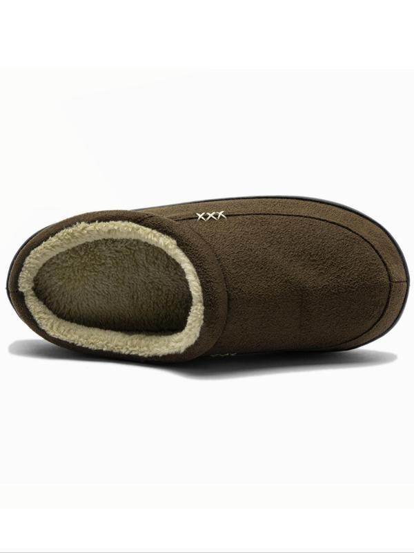 Men's Casual Solid Color Plush Lining Slippers, Warm & Comfortable Home Designer Slippers, Fluffy Soft Slippers for Indoor & Outdoor Use for Fall & Winter, Fall Outfits, Earthtone Fall Freshness