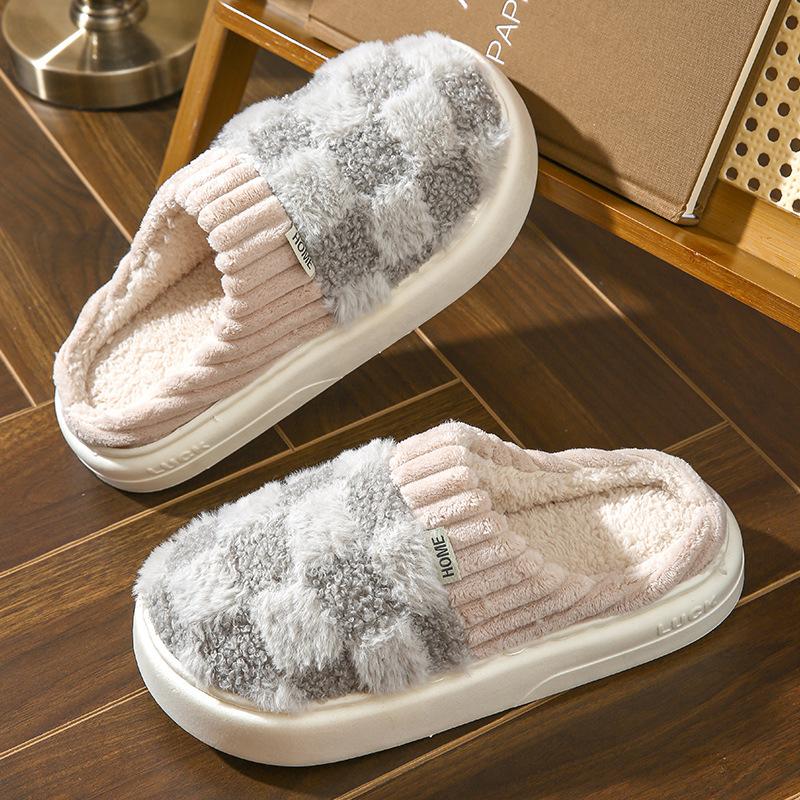 Cotton Slippers Women and Men, Cute Cotton Animals House Shoes Fluffy Plush Slippers for Girls Indoor Living Room Bedroom Footwear Walking Shoes