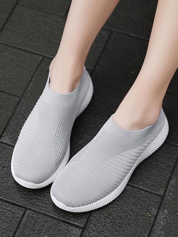 Women's Solid Color Slip on Sock Sneakers, Casual Comfortable Breathable Lightweight Sports Running Shoes, All-match Basic Shoes for Daily Wear