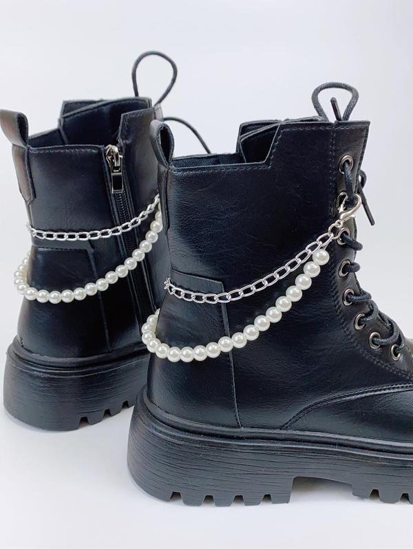 Faux Pearl Decorated Chain Design Shoe Charm, Fashionable Shoes Decorations for Women's Boots, Trendy All-match & Exquisite Shoes Accessories for Daily Wear