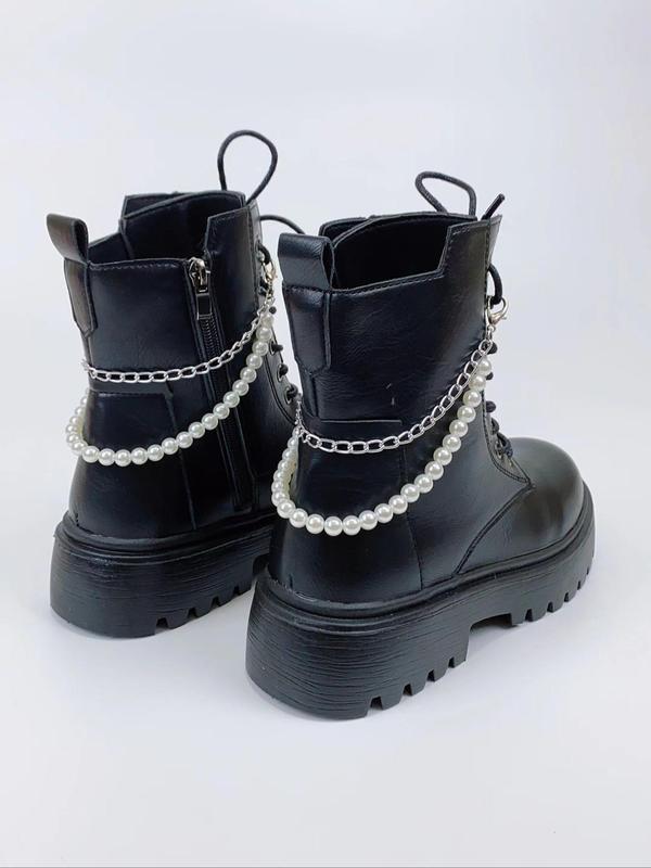 Faux Pearl Decorated Chain Design Shoe Charm, Fashionable Shoes Decorations for Women's Boots, Trendy All-match & Exquisite Shoes Accessories for Daily Wear