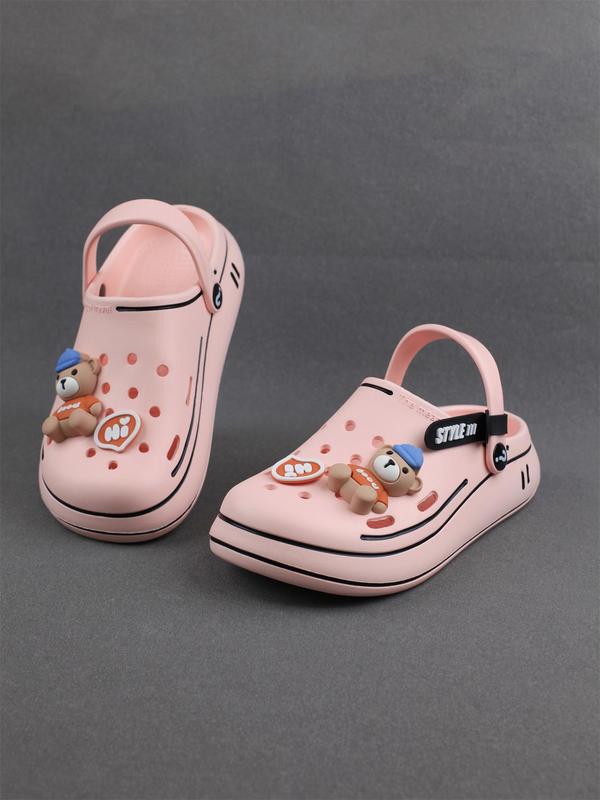 Women's Cute Cartoon Bear Design Clogs, Casual Comfortable Soft Sole Slippers, Non-slip Clogs for Indoor & Outdoor Wear