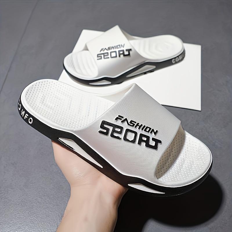 New Stylish Beach Comfortable Men's Sandals Comfortable Slippers-Breathable, Non-Slip, Soft Sole PVC Shoe Upper and Insole, round Toe, Solid Color Footwear Boy