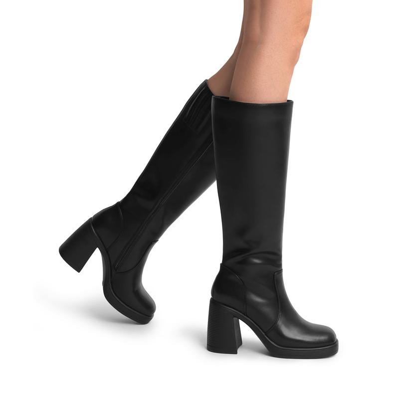 DREAM PAIRS Women's Knee High Boots Square Toe Chunky Block Heel Side Zipper Platform Gogo Boots