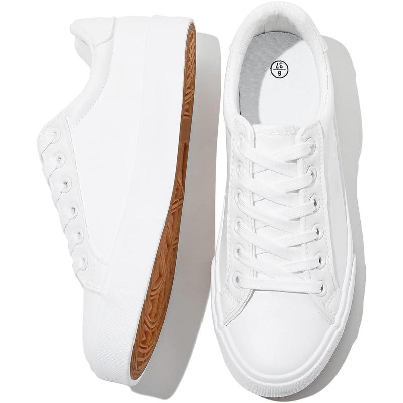 White Tennis Shoes PU Leather Sneakers Casual Walking Shoes for Women