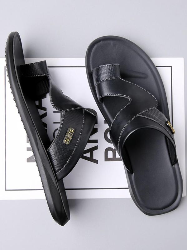 Men's Casual Plain Slip on Sandals, Fashionable Versatile Soft Sole Non-slip Beach Shoes, Casual Comfortable Shoes for Daily Wear