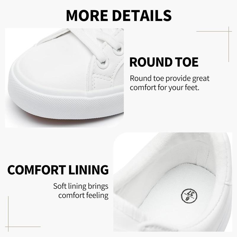 White Tennis Shoes PU Leather Sneakers Casual Walking Shoes for Women