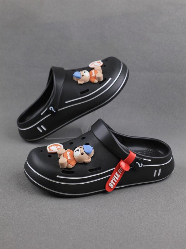 Women's Cute Cartoon Bear Design Clogs, Casual Comfortable Soft Sole Slippers, Non-slip Clogs for Indoor & Outdoor Wear