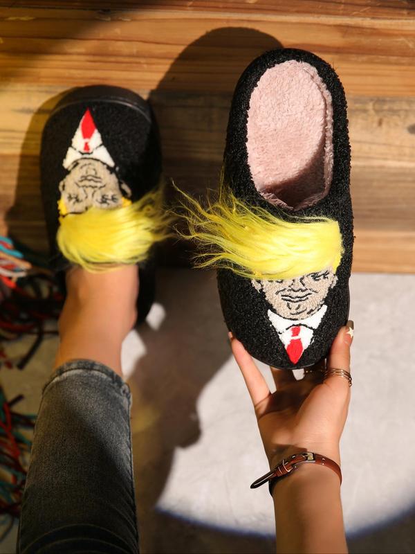 Cartoon Character Design Slippers, Casual Soft Comfortable Home Slippers, Warm Slippers for Indoor & Outdoor Use for Fall & Winter