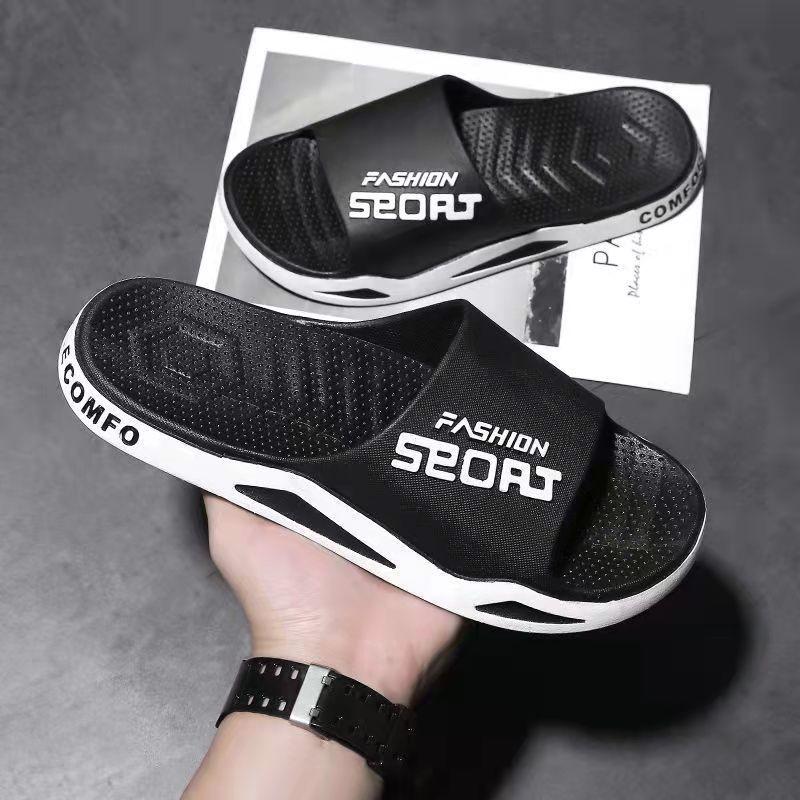 New Stylish Beach Comfortable Men's Sandals Comfortable Slippers-Breathable, Non-Slip, Soft Sole PVC Shoe Upper and Insole, round Toe, Solid Color Footwear Boy